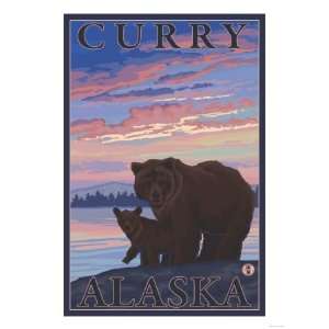  Bear and Cub, Curry, Alaska Giclee Poster Print, 30x40 