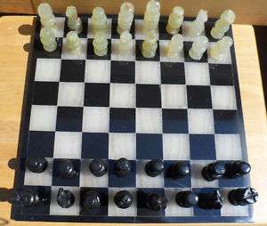 Hand Carved Green Onyx Chess Set  