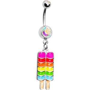  Aurora Gem Rainbow Ice Pop Belly Ring Jewelry