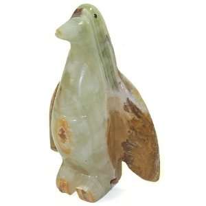  Colorful Penguin Carved Onyx Sculpture