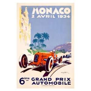  Monaco Grand Prix F1 Race, c.1934 Giclee Poster Print by 