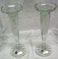 Bohemian Crystal Candle Holders Pair   Czech Republic  