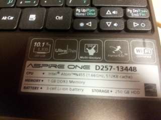Acer Aspire One D257 Intel Atom N455 1.66 GHZ 10.1 LED LCD 1GB DDR3 