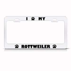  Rottweiler Dog White Animal Metal License Plate Frame Tag 