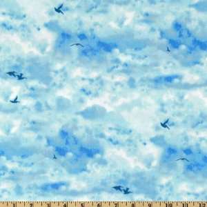  44 Wide Reel Em In Cloudy Skies With Birds Dark Blue 