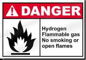 Hydrogen Flammable Gas No Smoking Danger Sign  