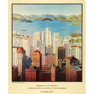 1931 Print Panorama San Francisco Stock Exchange Art Cityscape 