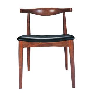 Saal Modern Dining Chair American Walnut Black Leather  