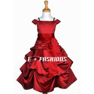 APPLE RED PAGEANT BRIDESMAID PICK UP WEDDING FLOWER GIRL DRESS 4 6 8 9 