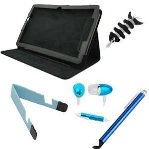  GTMax Blue Mini Stand for Tablet + Black Folio Leather 