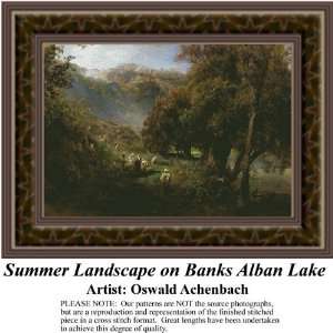  Summer Landscape on Banks Alban Lake, Cross Stitch Pattern 