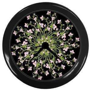  Flower Wreath Black Wall Clock