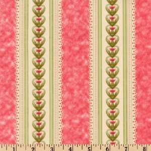  44 Wide Whispering Glen Stripe Rose/Ivory Fabric By The 