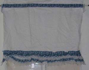 Blue Ruffled Cotton Curtain panel 28 x 24 Lot B019A  