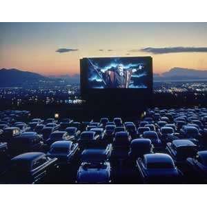    Drive in Movie Showing Actor Charlton Heston as Moses in the Ten 