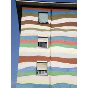 Bold Colours Decorating Facade of Apartment Building Premium 