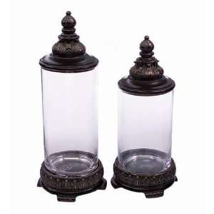  Decorative Glass Canisters, Set of 2