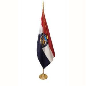  Missouri Flag Set 4X6 Ft   9 Ft Oak Pole w/ Flat Spear 