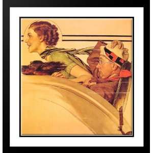   Framed and Double Matted Couple in Rumble Seat