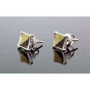  Unisex 0.35ctw Pave Square Diamond Stud Earrings RUE106CKW 