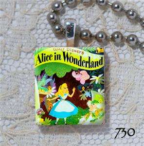 Alice in Wonderland   Golden Book   Scrabble Pendant  