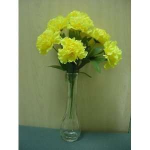   #20247 Sun Kissed Yellow Carnation Silk Flower Bush with 7 Blooms