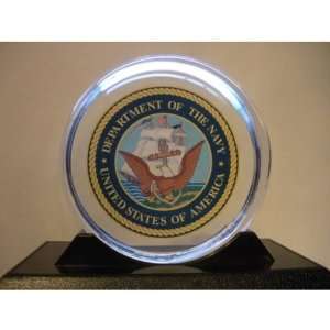  U.S. Navy Crystal Paper Weight Electronics