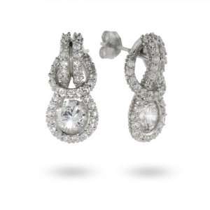   Silver Pave CZ Eternal Love Knot Earrings Eves Addiction Jewelry
