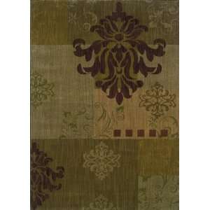 OW Sphinx Allure Green Brown Rug Patchwork Damask 53 x 7 