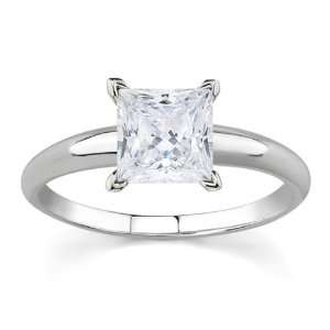  1/4 ct.tw Princess Diamond Solitaire Ring in 14k White 