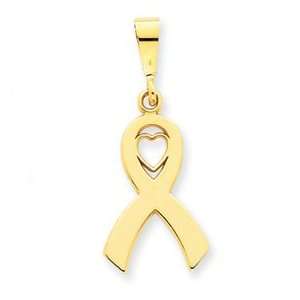  14k Yellow Gold Heart In Awareness Pendant Jewelry
