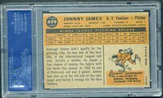 1960 Topps #499 Johnny James PSA 8 Yankees  