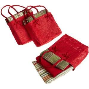  DII Christmas Moulded Paper Red Re usable Gift Bag with 3 