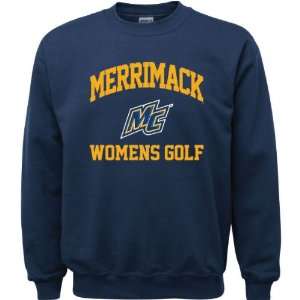  Merrimack Warriors Navy Youth Womens Golf Arch Crewneck 