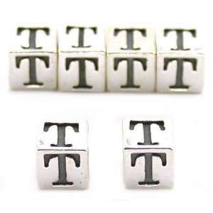   Alphabet Cube T Beads Sterling Silver 4.5mm Jewelry