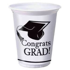 Congrats Grad 16 oz Plastic Cups, White