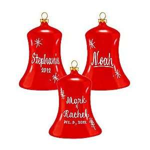  Personalized Red Bell Glass Ornament