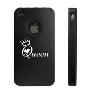Apple iPhone 4 4S 4G Black D1390 Aluminum & Silicone Case Cover Queen 