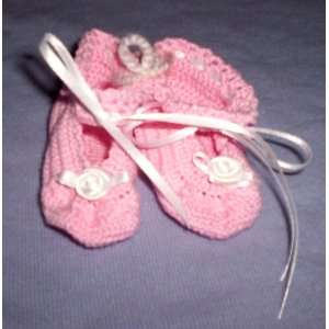  Infants Crochet Booties ~ Pink Baby