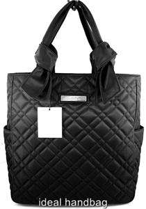 NEW NWT CALVIN KLEIN BLACK QUILTED BAG TOTE PURSE  