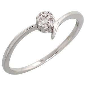 14k White Gold Fancy Cluster Diamond Ring, w/ 0.06 Carat Brilliant Cut 