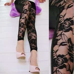 Fashion Women/Girls lace&imitation leather Leggings Pants Trousers 