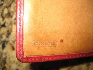 COACH WOMENS RUBY RED SMOOTH LEATHER TRI FOLD ORGANIZER CLUTCH WALLET 