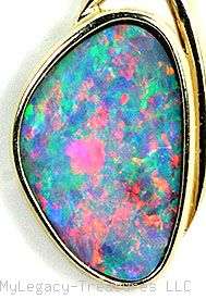   opal + diamonds 14K gold pendant floral Australian rare opala  