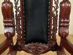Solid Mahogany Walnut Finish Leather Gothic Elephant Throne Arm Chair 
