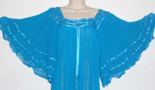 Hippie Gauze Crochet Dress Mexican Dress 60s Retro Aqua Angel Dress 
