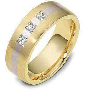   Diamond Titanium & 14 Karat Yellow Gold Wedding Band Ring   5 Jewelry