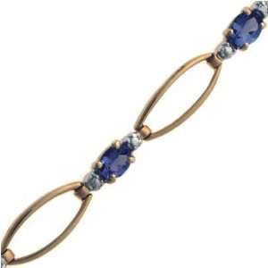  14K Yellow Gold Bracelet with 1.0 Carat Blue Sapphire 