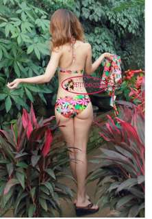 Tropical Floral Bikini Halter Sundress Set Bathing Suit Swimsuit SW141 