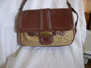 Isaac Mizrahi Khaki & Gold Beautiful Handbag  